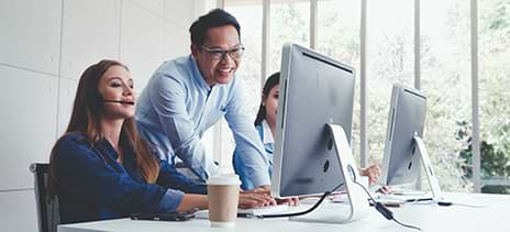 People working in a call center